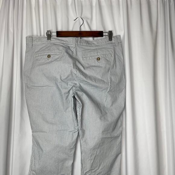 GAP chinos pants trousers women's 14 white blue seersucker look girlfriend - Picture 7 of 14